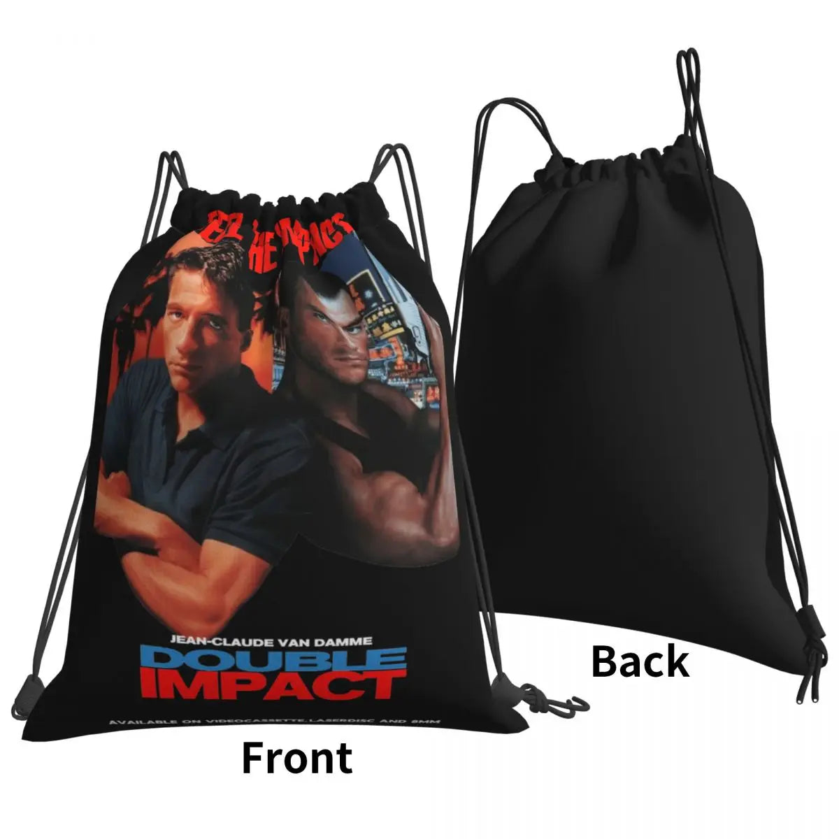 Double Impact Van Damme 1990S 90S Movie Drawstring Bags Gym Bag