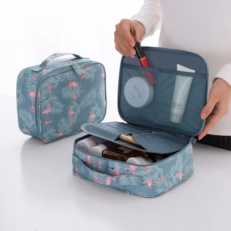 Double Layer Makeup Bag Organizer Transparent Portable Toiletry Kit