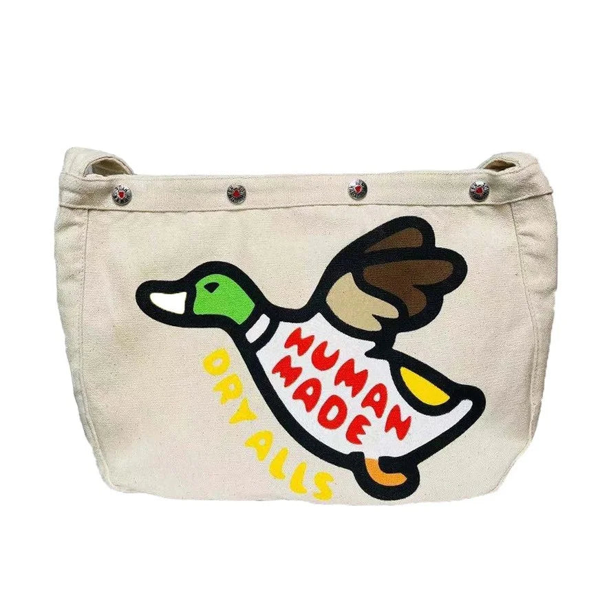 Double Print Duck Canvas Backpack Khaki Snap-fastener Bag
