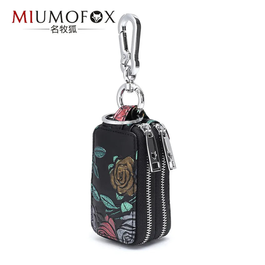 Leather Key Bag Women Large Capacity Car Key Case Organizer