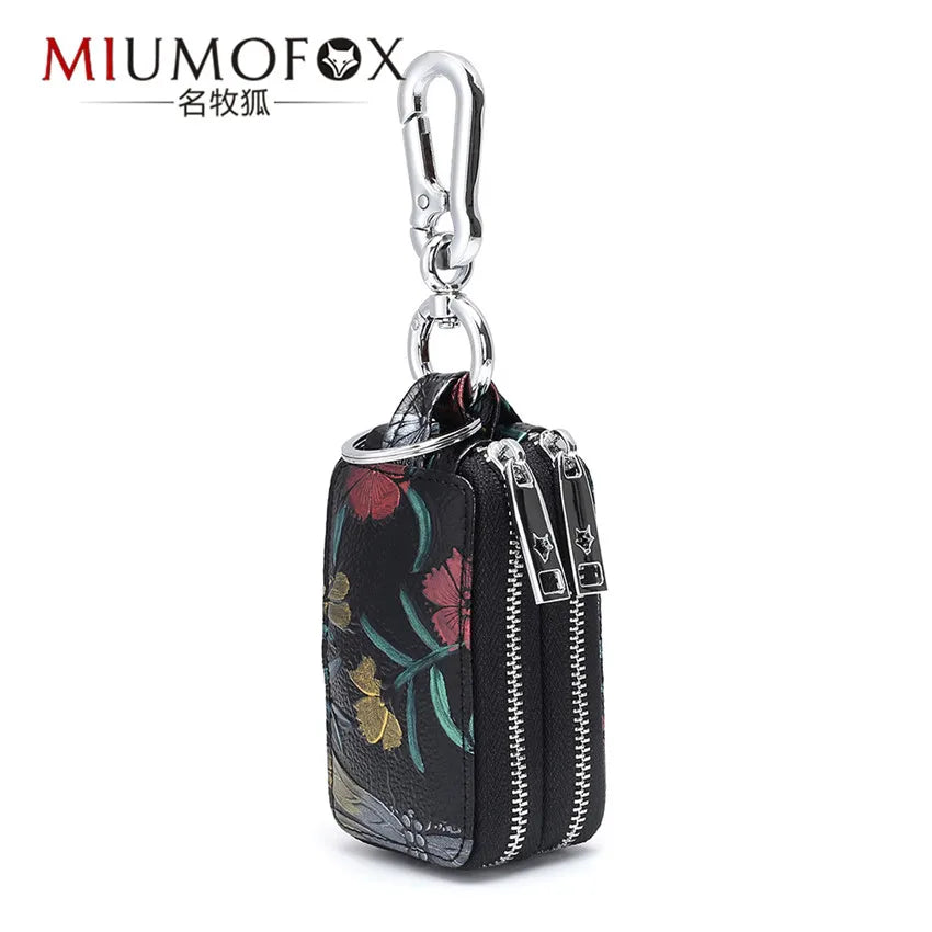 Leather Key Bag Women Large Capacity Car Key Case Organizer