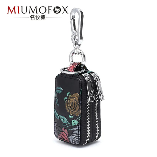 Leather Key Bag Women Large Capacity Car Key Case Organizer