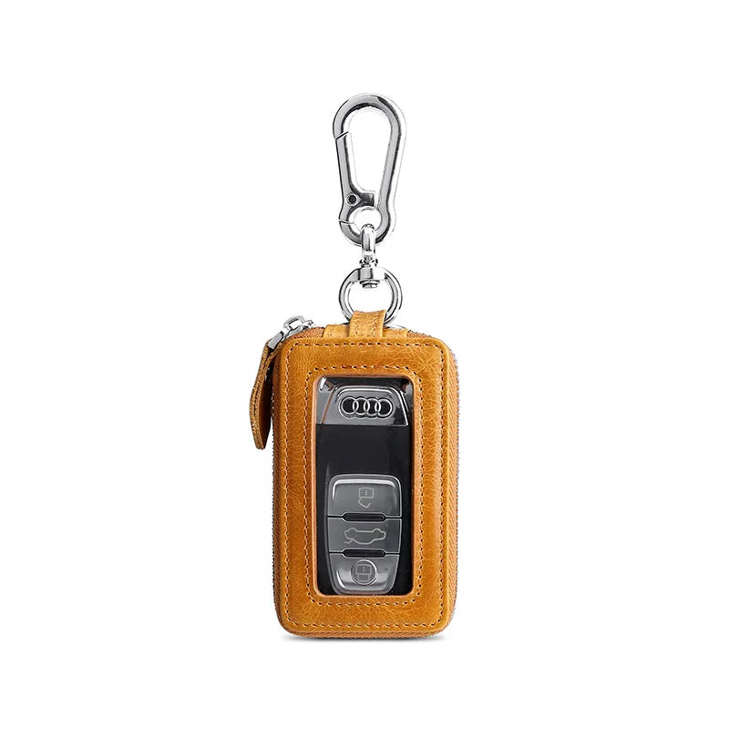 100% Oil Wax Leather Car Key Case Holder