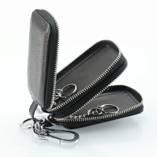 Double Zipper Leather Key Bag Universal Key Wallet