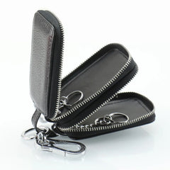 Double Zipper Leather Key Bag Universal Key Wallet