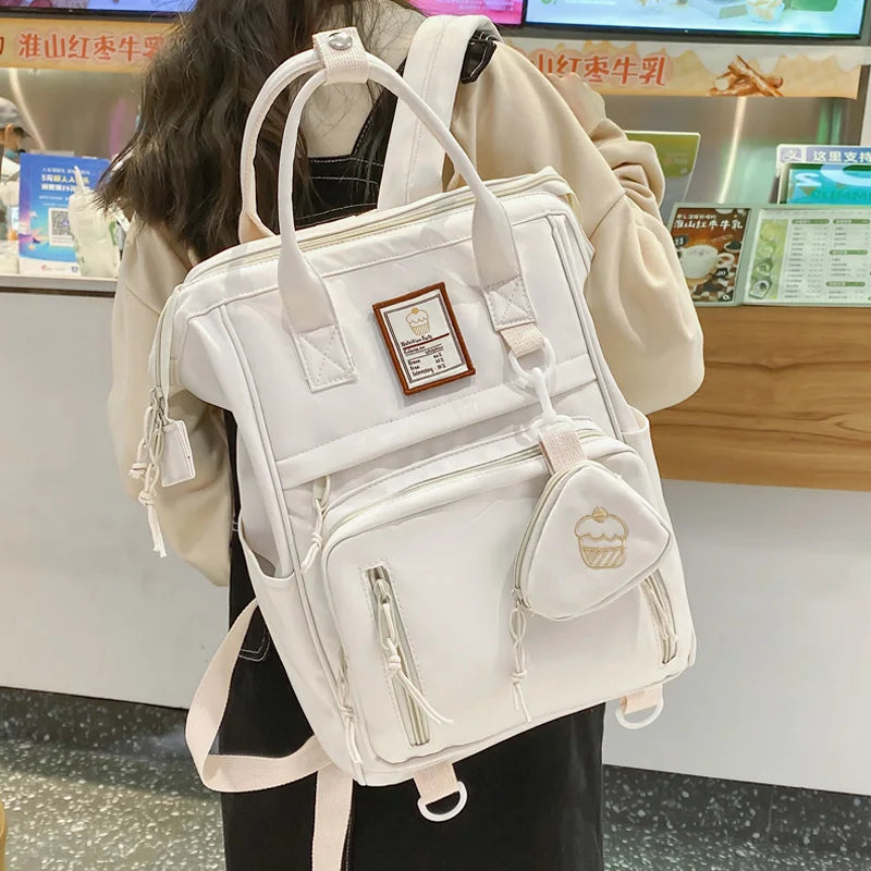 Double Zipper Multifunction Women Backpack School Bags Teenage Girls