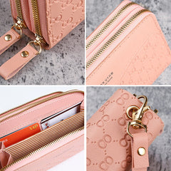Double Zipper Pink Women Wallet High PU Leather Female Long Capacity Wallets