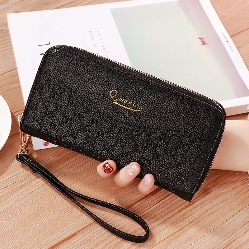 Double Zipper Women's Wallet Large Capacity PU Purse Handbag