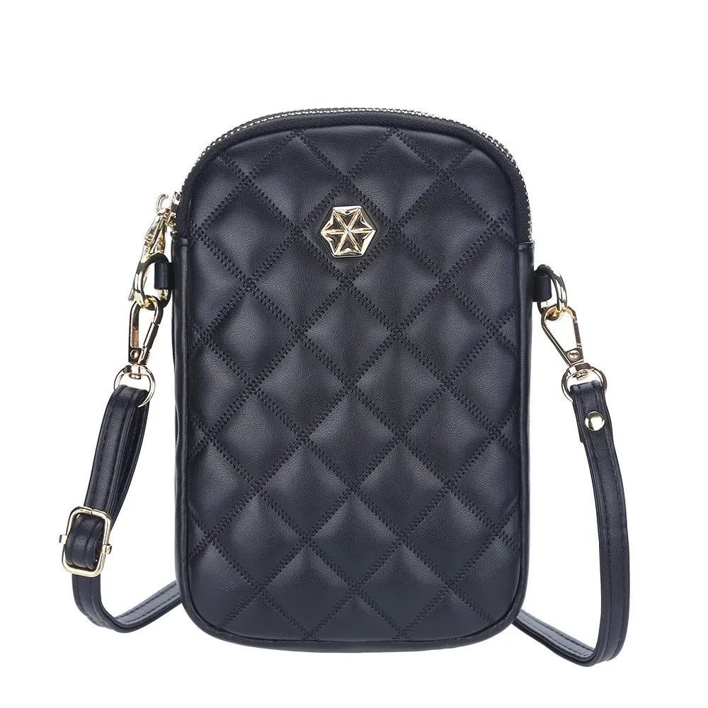 Double Zipper Women's Wallet Shoulder Mini Leather Bags Straps