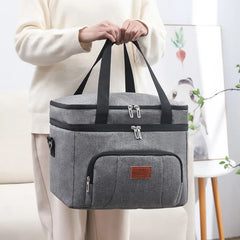 Double Deck Portable Leakproof Insulated Lunch Cooler Bag Picnic Food Storage