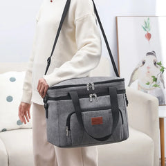 Double Deck Portable Leakproof Insulated Lunch Cooler Bag Picnic Food Storage