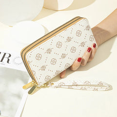 Printed Double Zipper Handbag Wallet for Women