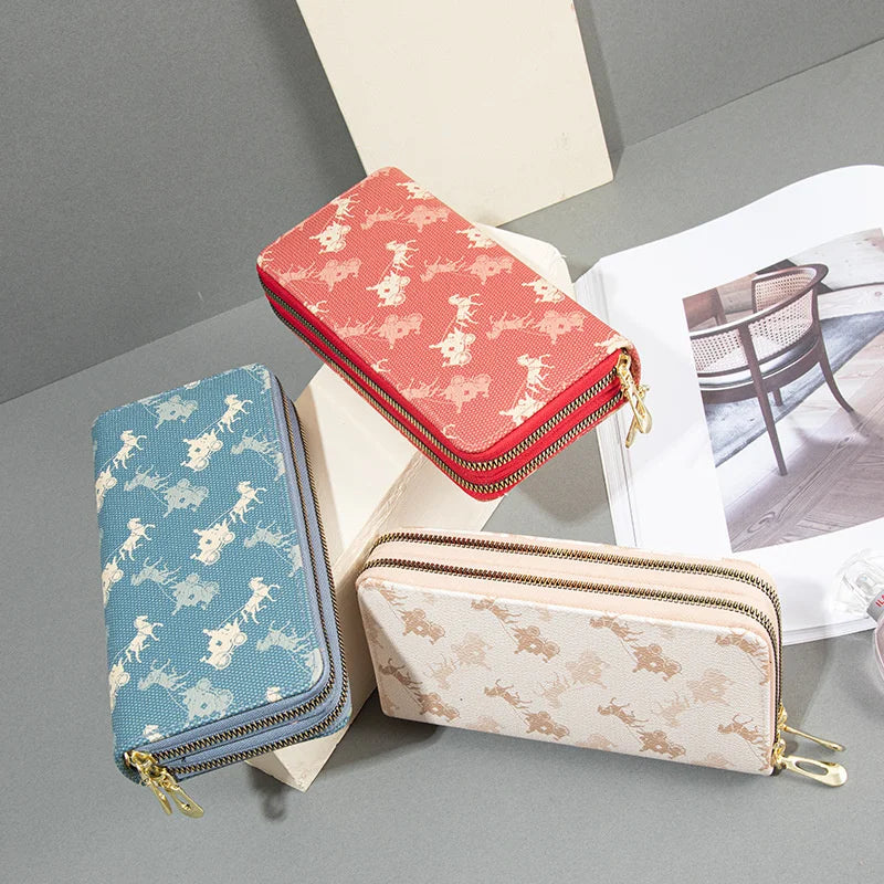 Double Zipper Wallet Women's Long High-Capacity Hand Bag