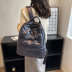 Women's Padded Nylon Quilted Backpack for Winter