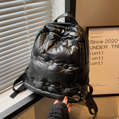Women's Padded Nylon Quilted Backpack for Winter