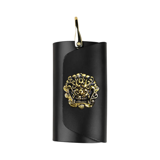 Dragon Head Button Leather Men's Car Key Holder Bag