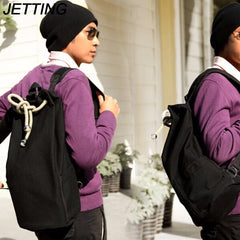 Canvas Drawstring Backpack Unisex School Bag Large Capacity Men's Backpack