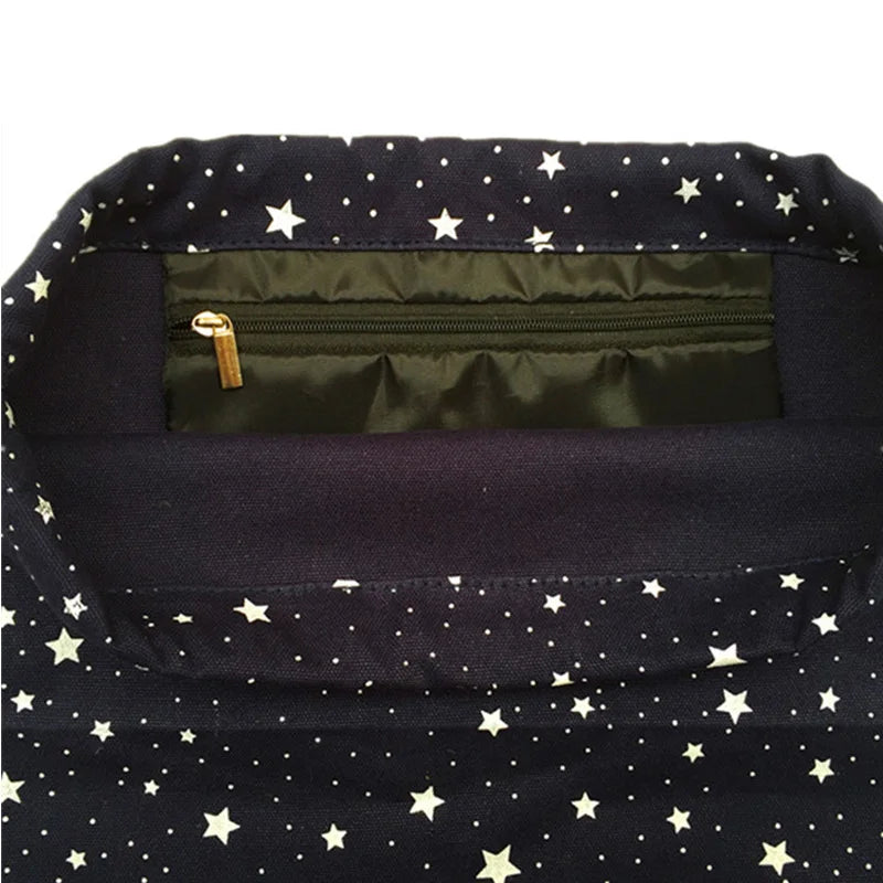 Canvas Drawstring Bag Women's Backpack Lady Stars Girl Pack Sack