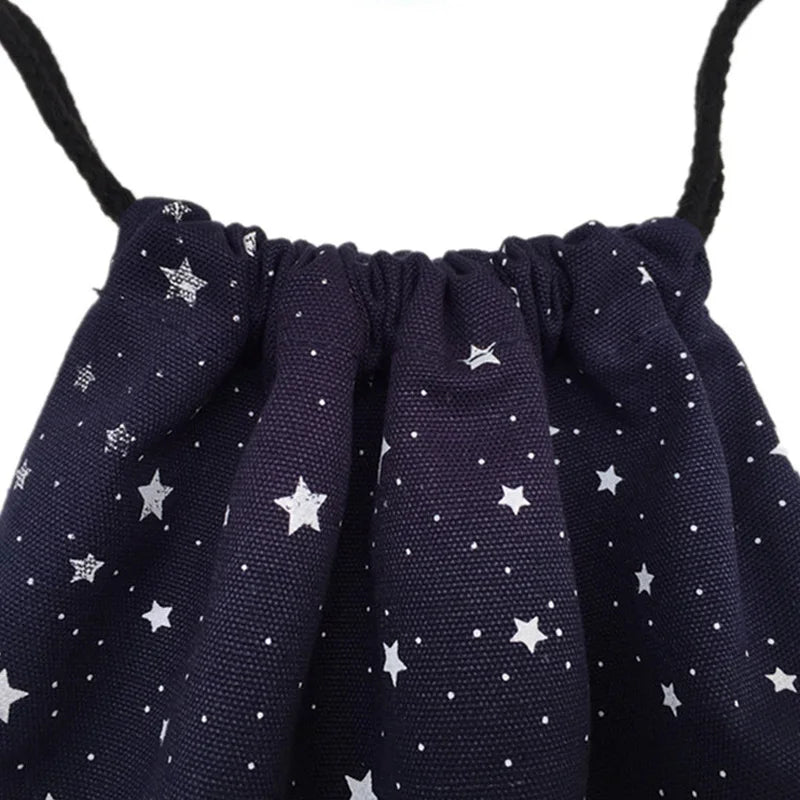 Canvas Drawstring Bag Women's Backpack Lady Stars Girl Pack Sack