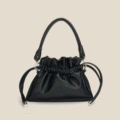 Solid Shoulder Bag Drawstring Crossbody Purse for Women