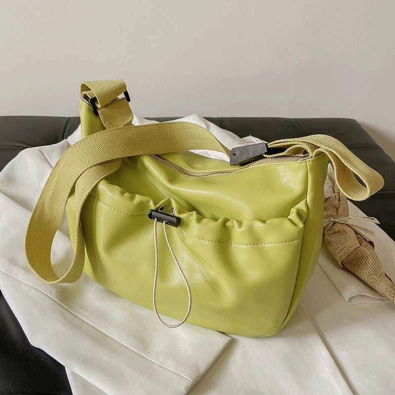 Small Green PU Leather Shoulder Bag for Women