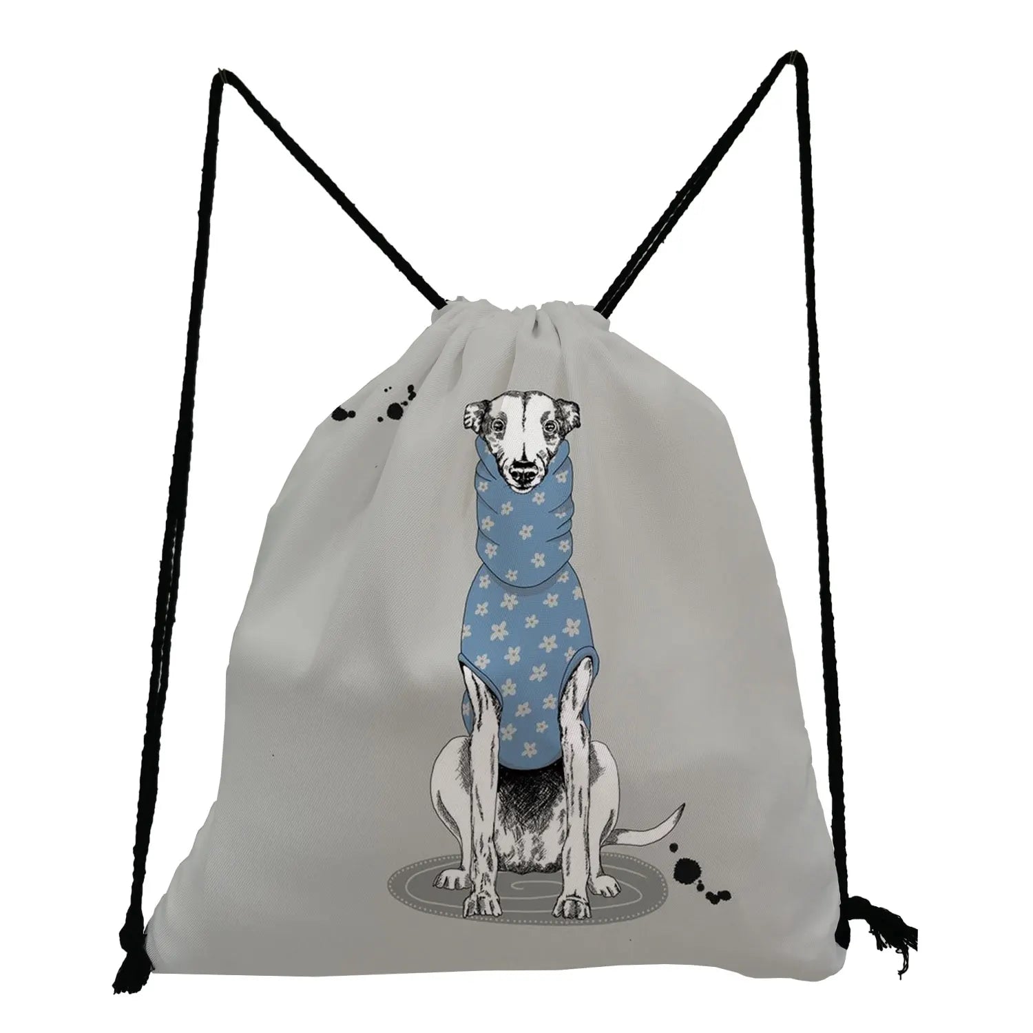 Custom Greyhound Dog Print Drawstring Backpack for Students