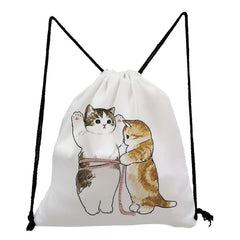 Drawstring Pocket Storage Shoes Bag Cat Shark Print Travel Animation