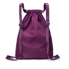 Embroidery Drawstring Women Backpack Foldable Large Capacity School Bag
