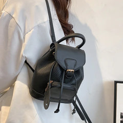 Small PU Leather Drawstring Women Backpack for Girls