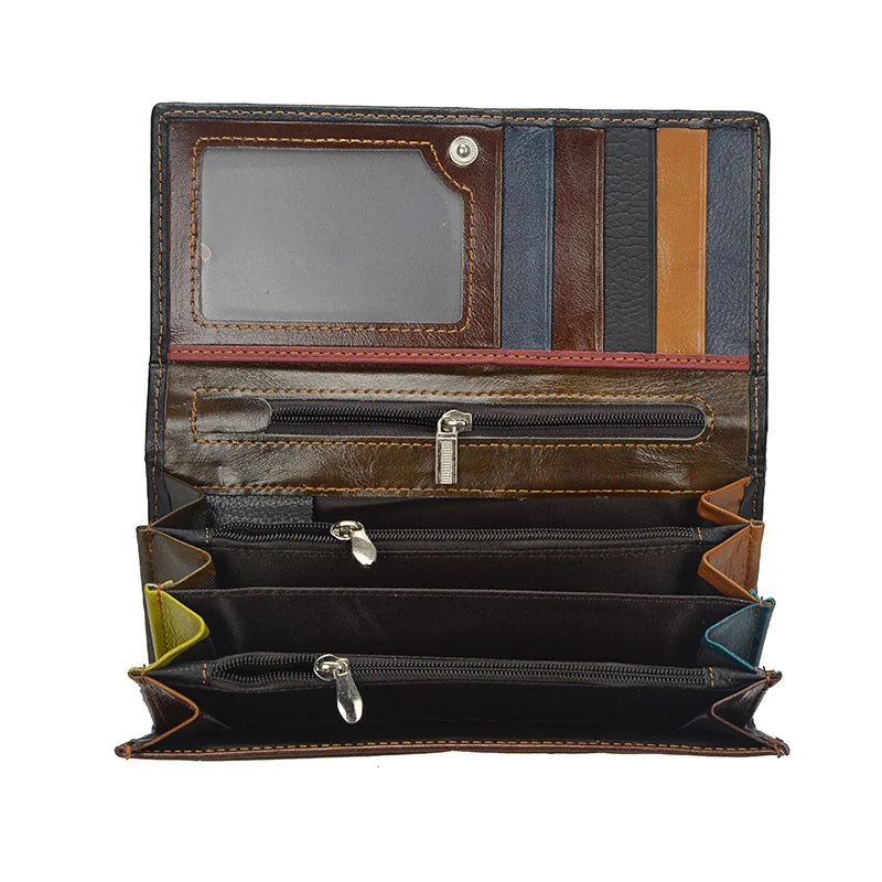 Colorful Long Leather Women's Wallet Clutch