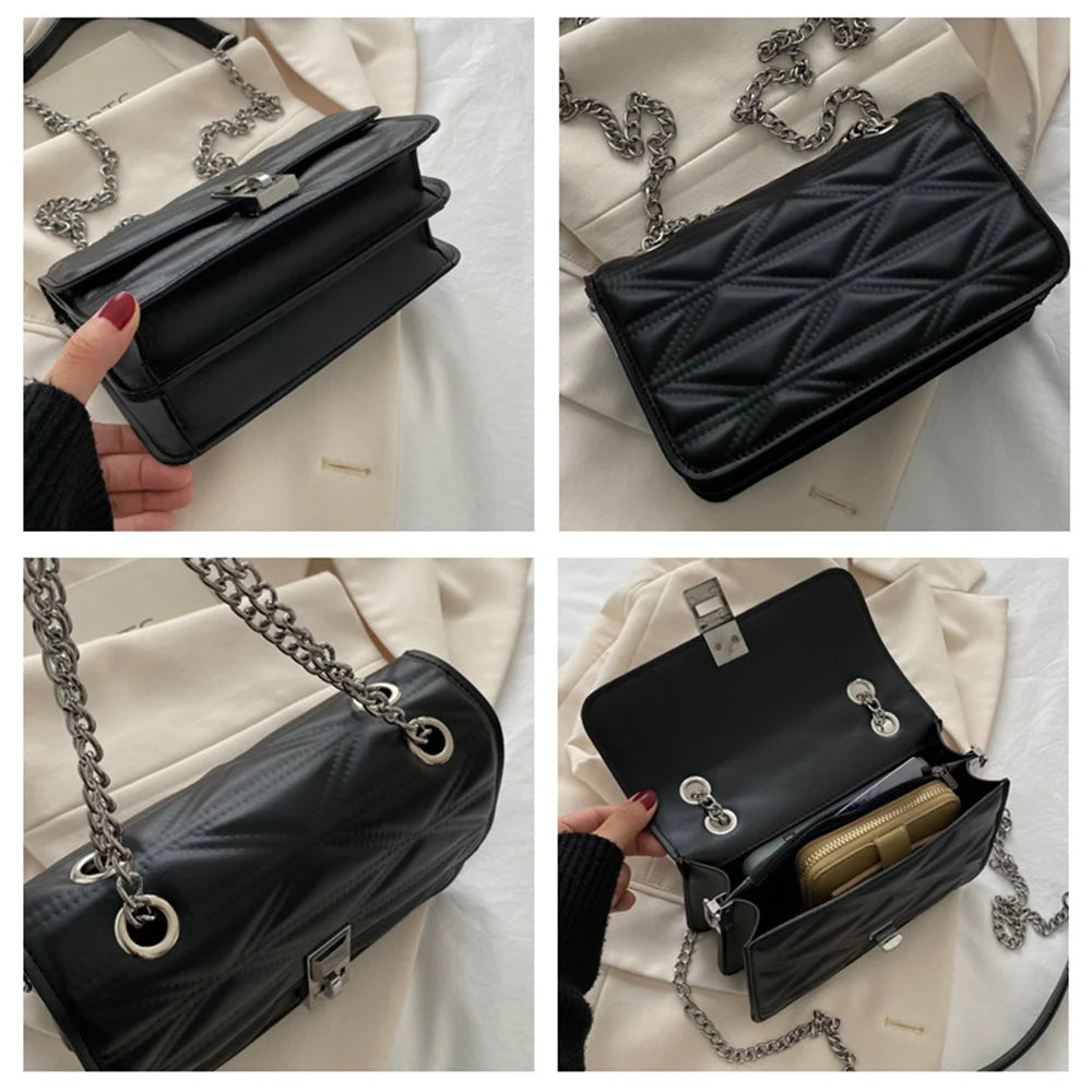 Women Chain Crossbody Bags Lock Embossing Famous High Sell Bag