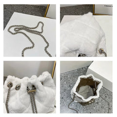 Plush Bucket Crossbody Bags Chain Warm Solid Bags