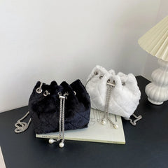 Plush Bucket Crossbody Bags Chain Warm Solid Bags