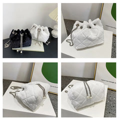 Plush Bucket Crossbody Bags Chain Warm Solid Bags