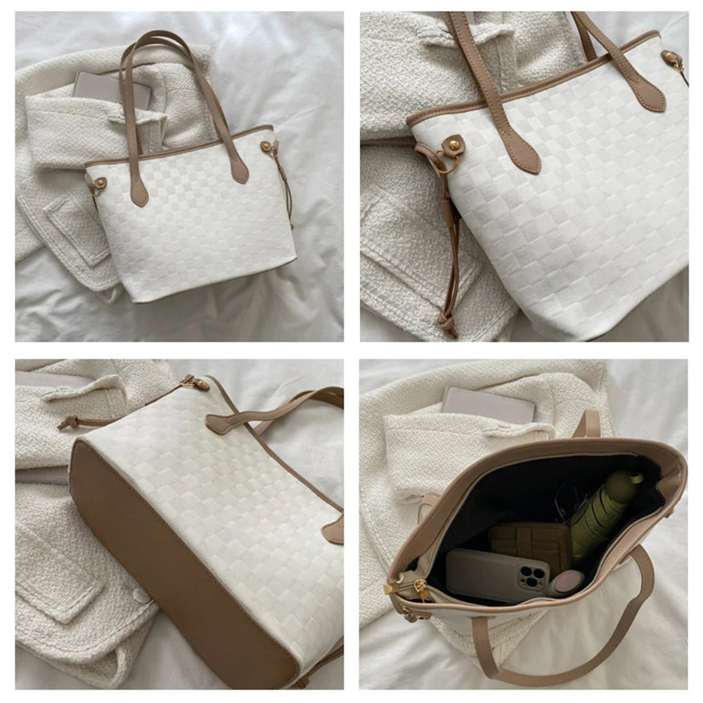 Plaid Bucket Handbags Contrast Colors Shoulder Bags Casual Bags