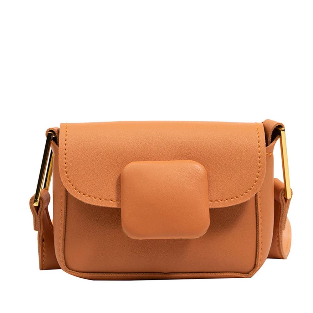 Mini Square Crossbody Bag Solid PU Leather Shoulder Bag