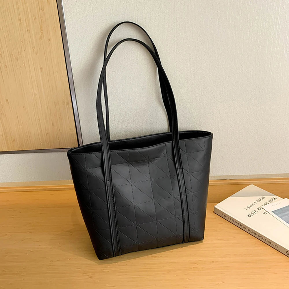 Plaid Stitch Tote Handbags Large Capacity Shoulder Bags