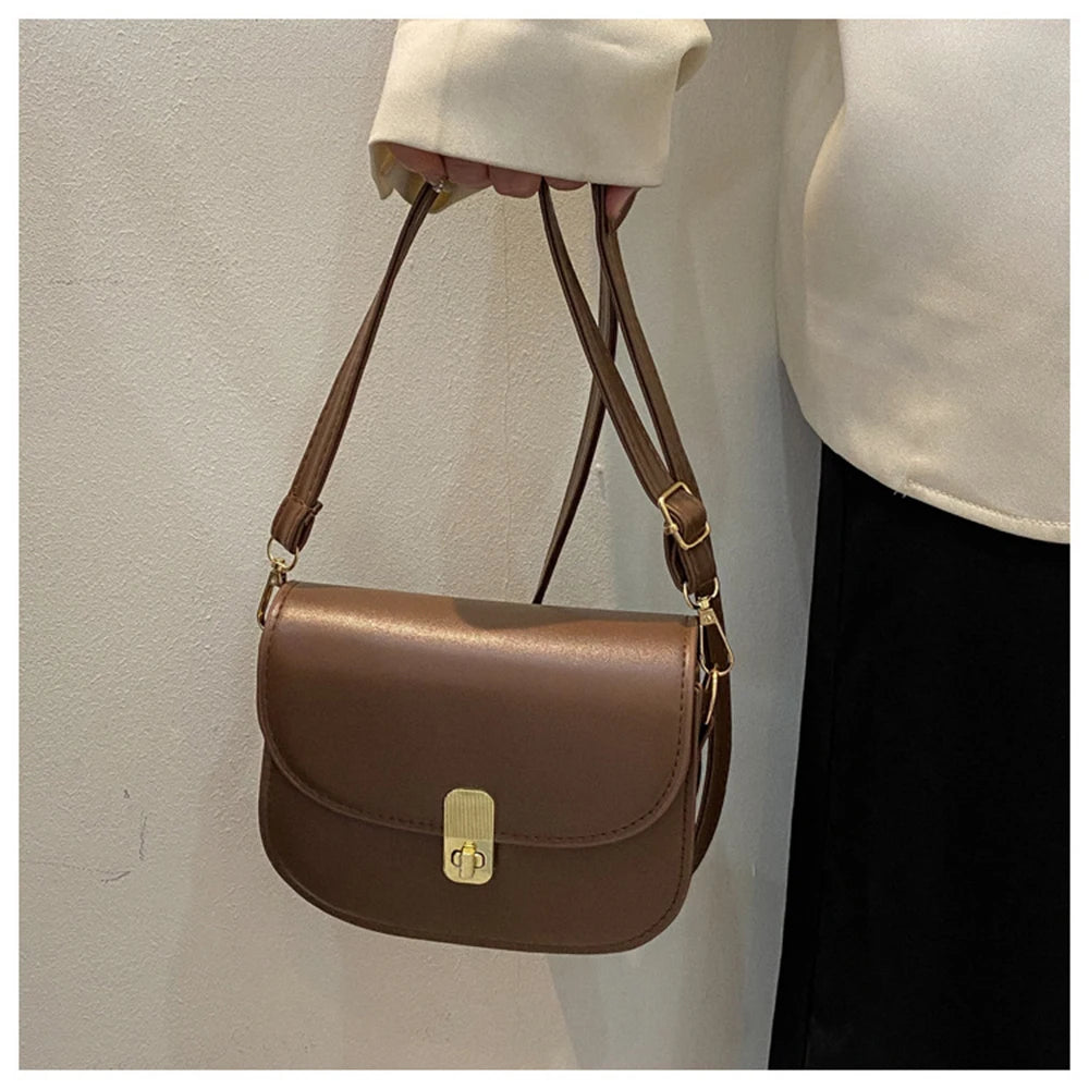 Retro Women Shoulder Bags Square Crossbody Bags Texture Solid Casual Bags
