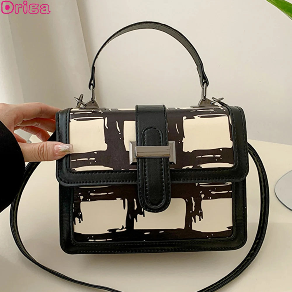 Vintage Square Handbags Shoulder Bags Pu Leather Messenger Bags