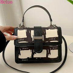 Vintage Square Handbags Shoulder Bags Pu Leather Messenger Bags