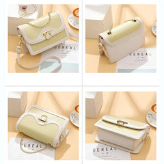 Square Shoulder Bag Chain Crossbody Contrast Horizontal