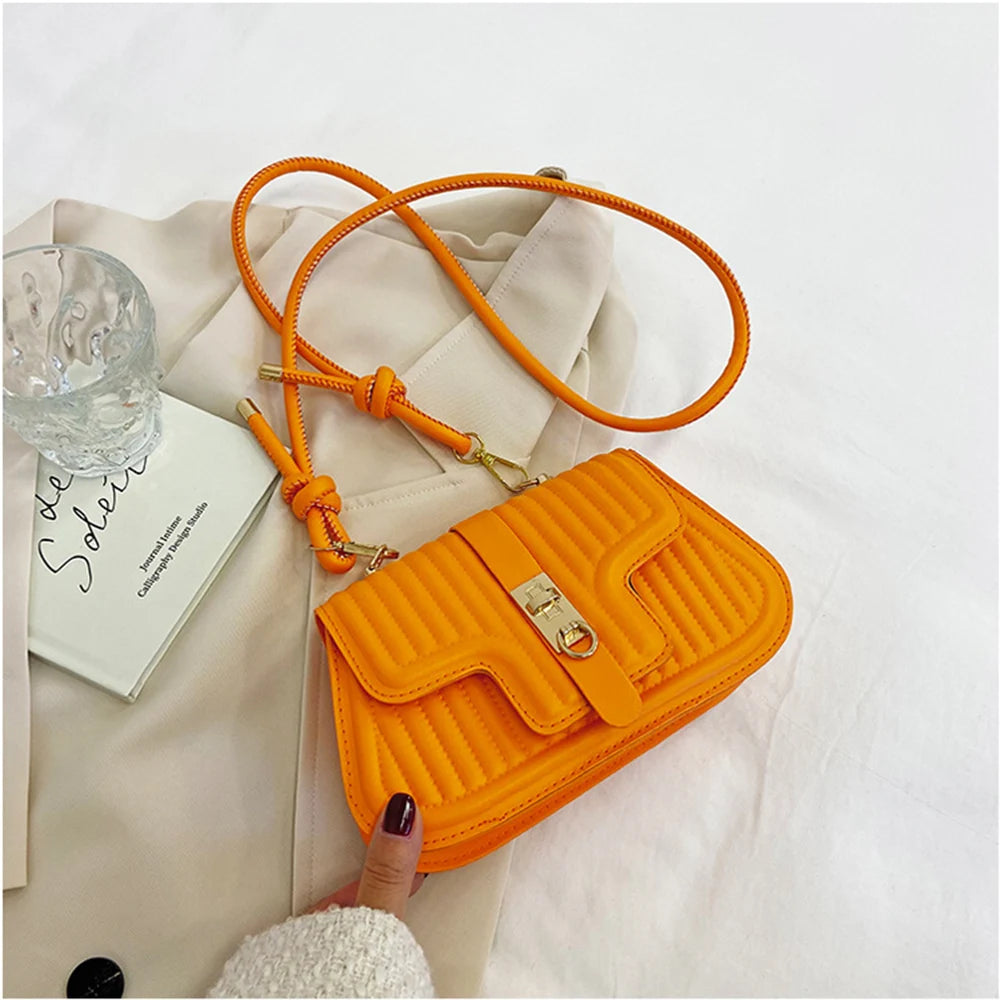 Women's Square Stripe Crossbody Bag, Pu Leather Shoulder Bag