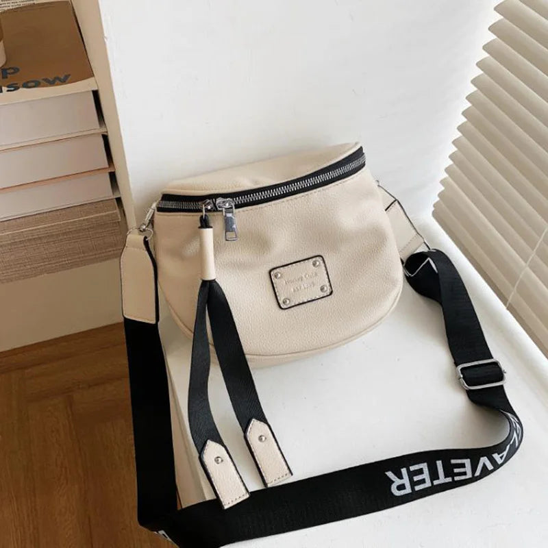 Women's Saddle Shoulder Bag Wide Strap Messenger Handbag
