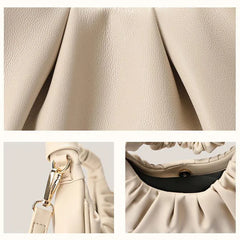 Female Underarm Bag Cloud Fold Handbags Messenger Summer Pu Leather Solid Bag