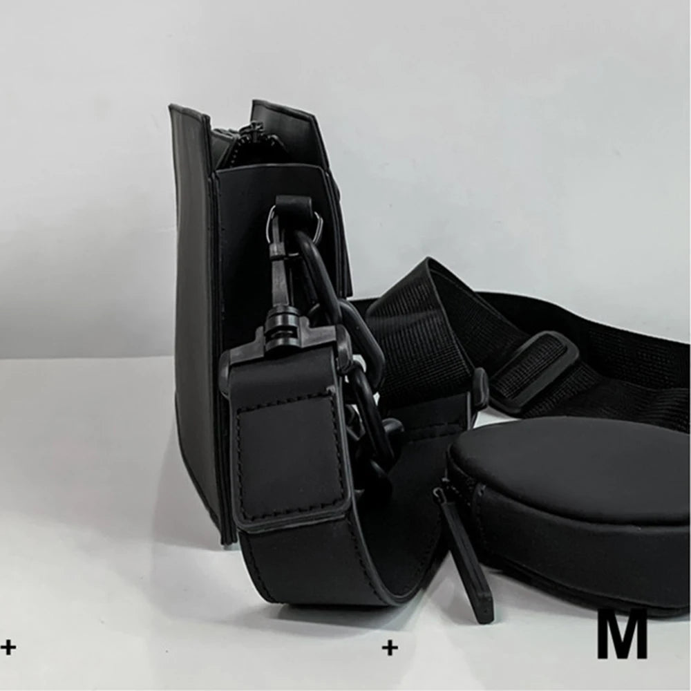 Solid Chest Shoulder Bags PU Leather Chain Waist Bags Horizontal Square Bags