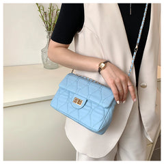 Lingge Chain Shoulder Bag for Women Casual Underarm Crossbody Bag Solid Square