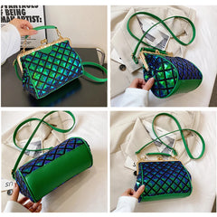 Mini Lingge Shoulder Bag Sequins Crossbody Bag Pu Leather