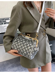 Mini Lingge Shoulder Bag Sequins Crossbody Bag Pu Leather