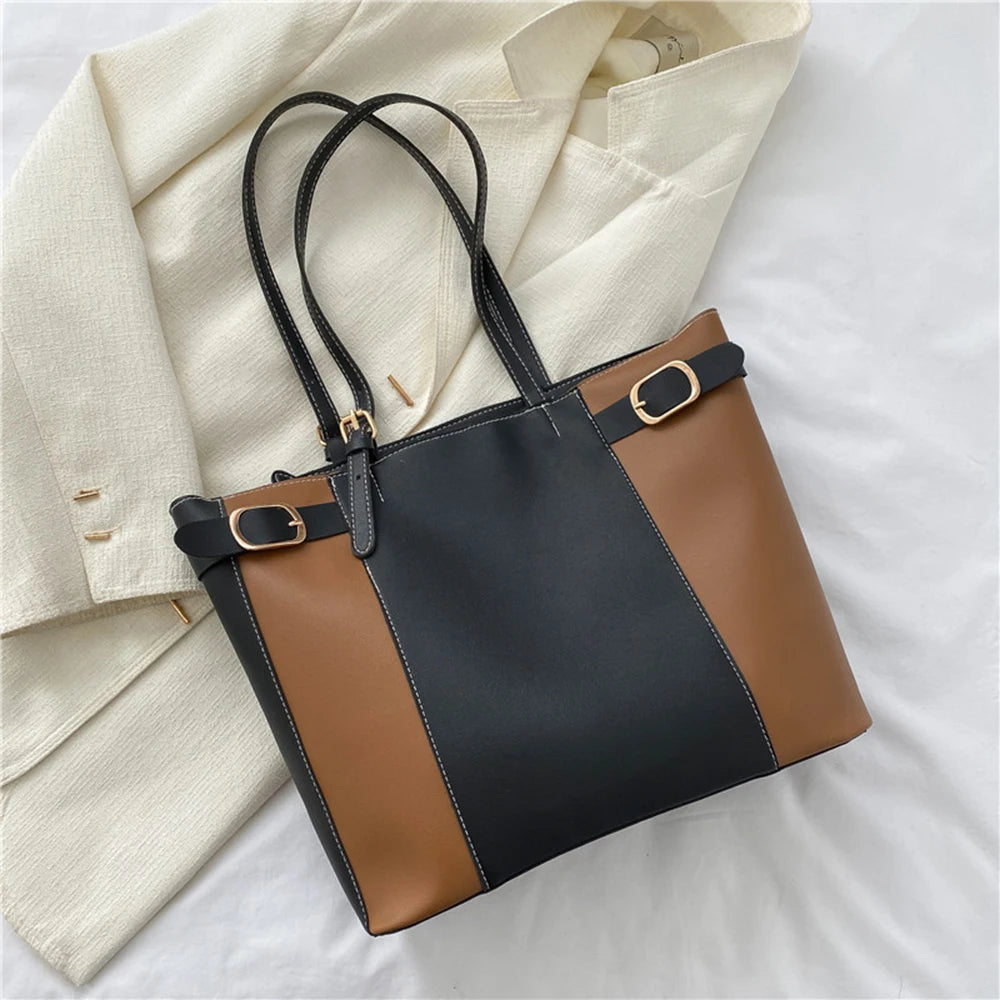 Large Capacity Tote Handbags Contrasting Colors Armpit Shoulder Bags