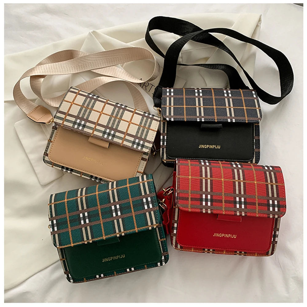 Plaid Shoulder Bags Retro Square Bags
